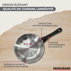 Tigaie Fackelmann Geneva 20 cm Otel Inoxidabil Compatibila Inductie Fara PFAS - Img 6