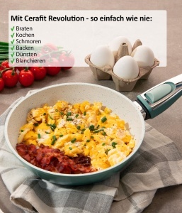 Tigaie Genius Cerafit Revolution 24 CM, Ceramica antiaderenta, Cu capac din sticla - Img 4