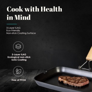 Tigaie grill Wecook EcoStone, inductie, 34x24 cm, antiaderenta, maner pliabil - Img 7