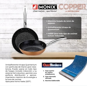 Tigaie Monix Cooper 24 cm, Aluminiu Forjat, Antiaderenta Titan, Culoare Cupru - Img 8