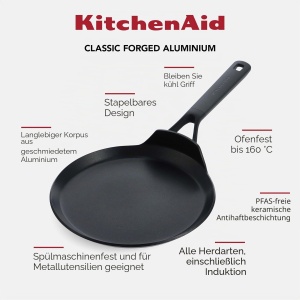 Tigaie pentru clatite KitchenAid Classic, 24 cm, neagra, antiaderenta - Img 3