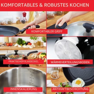 Tigaie Tefal Comfort Max 20 cm, Inductie, Antiaderenta, Inox, Rosu - Img 2