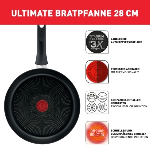 Tigaie Tefal Ultimate On 28 cm, Antiaderenta cu Titan, Inductie - Img 3