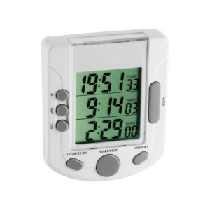 Timer digital TFA Dostmann 3-functii, alb, cu magnet, 19h 59min