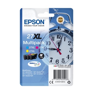Tinta Originala Epson 27XL Multipack 3 Culori pentru WF-3620DWF, WF-3640DTWF, WF-7110DTW