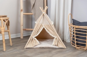 Tipi pentru caini si pisici Trixie Boho, 55x65x55 cm, bej, cu perna detasabila - Img 8