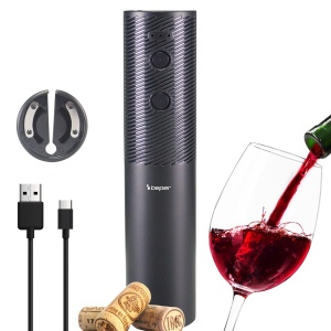 Tirbuson electric Beper P102ACP103, reincarcabil USB, cu taietor de folie, compatibil cu toate tipurile de dopuri