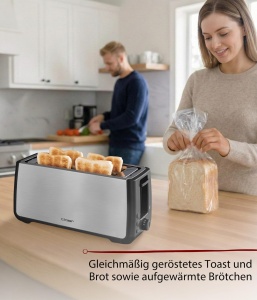 Toaster Cloer 3579 pentru 4 felii XXL, 1500W, inox negru - Img 6