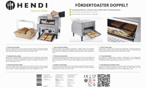 Toaster cu banda HENDI, dublu, 2240W, din inox, ajustare timp prajire 3 minute - Img 6