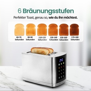 Toaster EMERIO TO-132888 din inox, 800W, 2 toastschlitze, display colorat - Img 3