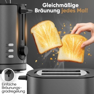 Toaster ProfiCook PC TA 1291, 2 felii, 950W, inox mat, functie de dezghetare - Img 3