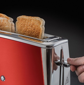 Toaster Russell Hobbs Luna 23250-56 Inox Rosu 6 trepte de rumenire Functie de decongelare - Img 5