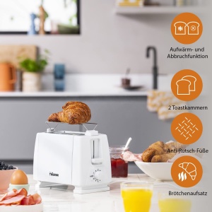 Toaster Tristar BR-1009, 650 W, 2 felii, 6 niveluri rumenire, Alb - Img 4