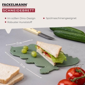 Tocator Fackelmann Dino 23x23 cm Polipropilena Verde cu gri Cu sant pentru lichide - Img 2