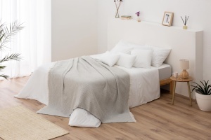 Todocama Patura Multifunctionala 125x180 cm Bumbac Recycled Gri Inchis - Img 5