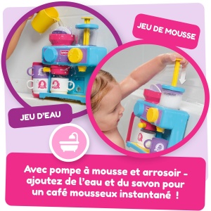 Tomy Toomie's Bath Barista - Jucarie de baie pentru bebelusi montata pe perete ca cafenea si bucatarie de joaca cu baie cu spuma pentru copii mici - Set de bucatarie: 3 cani, 1 ulcior, 1 shaker - de la 18 luni pentru fete si baieti - Img 4