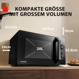 Toshiba MW2-MM20PF(BK) Cuptor cu microunde de sine statator/Cuptor cu microunde solo/20L/800W/5 niveluri de putere cu functie convenabila de dezghetare/Iluminare interioara cu LED/Negru - Img 3