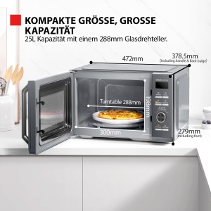 Toshiba MW3-AG25PFI(MG) Cuptoare cu microunde cu gratar 25L Cuptor cu microunde 3 in 1 cu invertor de origine 900W Chef Defrost Microwave Grill Combi 10 Niveluri de putere 7 Programe automate Curatare usoara Gri - Img 2