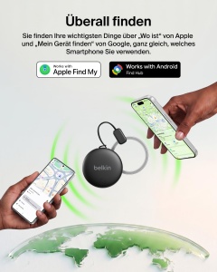 Tracker Bluetooth Belkin SureFind Spot, Negru, Compatibil Apple si Google - Img 3