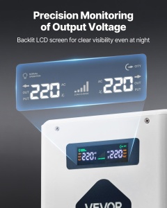 Transformator VEVOR 3000VA 110V-220V 2 prize EU USB LCD protectie termica - Img 5