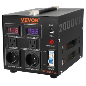 Transformator VEVOR SV-2000VA 2000W cu 4 prize si USB