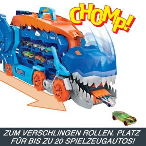Transportor Hot Wheels City Ultimativ cu T-Rex, 2 masini incluse, pentru peste 20 de masini - Img 3