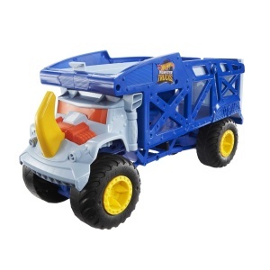 Transportor Monster Trucks Hot Wheels Nashorn, capacitate 12 Monster Trucks, cu rampe, pentru copii 3 - Img 5