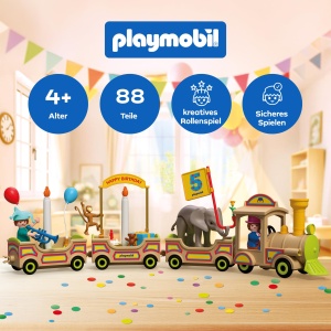 Tren de aniversare PLAYMOBIL 72184 cu animale, accesorii si numere reutilizabile - Img 2