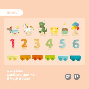 Trenulete de aniversare din lemn HABA Decoratiune pentru petrecerea copiilor 1-6 ani - Img 3