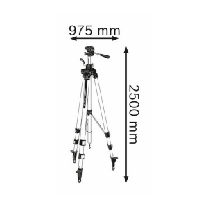 Trepied profesional de constructie Bosch pentru lasere si dispozitive de nivelare BT 250 (inaltime: 97,5-250 cm, filet: 1/4") - Img 3