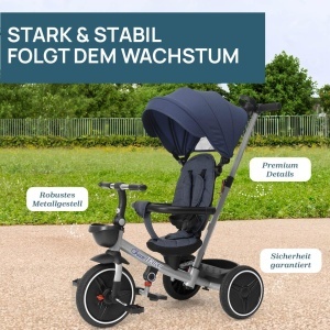 Tricicleta Chicco 4in1, Cadru metalic, Roti din cauciuc EVA, Sistem de siguranta 4 puncte - Img 3