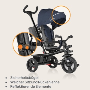Tricicleta LIONELO Haari 2in1 cu maner ajustabil, roti din PU, pentru copii 18 luni - 25 kg - Img 7