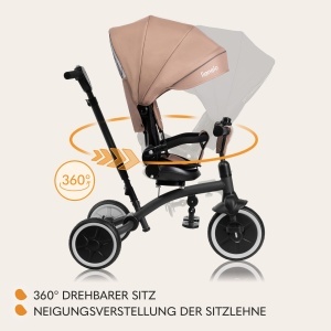 Tricicleta multifunctionala LIONELO Tris Plus Balance Bike de la 9 luni la 5 ani pana la 25 kg, carucior, Roti mari din PU Scaun pivotant 360 deg Ansamblu spatar reglabil fara unelte - Img 8