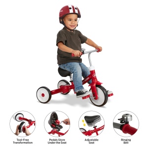 Tricicleta Radio Flyer pentru joaca, tricicleta rosie pentru copii mici, bicicleta fara pedale si vehicul pentru copii de la 1 la 3 ani - Img 2