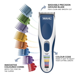 Trimmer de par Wahl Color Pro, fara fir, 8 piepteni, lame din otel carbon - Img 2