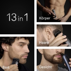 Trimmer multifunctional Braun Multigroom Series 7, 13-in-1, 120 minute autonomie, albastru - Img 3