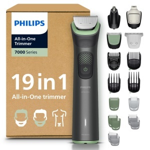 Trimmer multifunctional Philips Series 7000 MG796230 19 accesorii lame metalice auto-ascutite 26 setari lungime