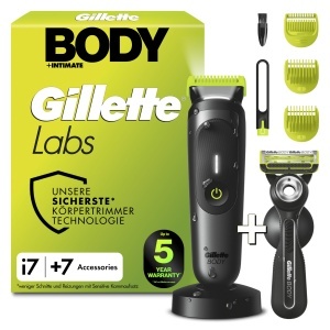 Trimmer pentru corp GilletteLabs i7 cu 3 piepteni, design compact, tehnologie SkinFirst