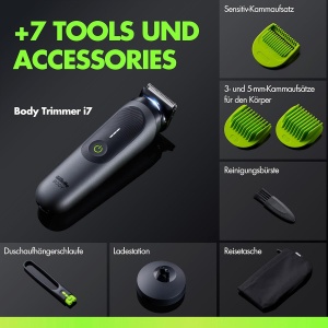 Trimmer pentru corp si zona intima GilletteLabs i7, tehnologie SkinFirst, negruverde - Img 7