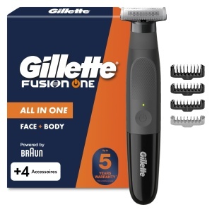 Trimmer si Rasierer Gillette Fusion One, Negru, 45 min autonomie, 100 rezistent la apa