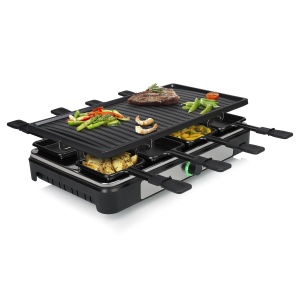 Tristar Raclette - 8 persoane - Suprafata de gatit 42 x 23 cm - Termostat reglabil cu inel de lumina - 1400 W - Negru - RA-2746 - Img 1