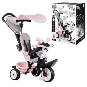 Trotineta 3-in-1 Smoby Baby Driver Plus Rosa, pentru copii de la 10 luni