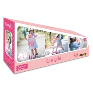 Trotineta pentru copii Smoby Corolle, 3 roti, ghidon reglabil, suport pentru papusa - Img 4