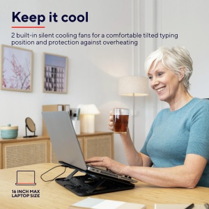 Trust Cyclone Laptop Cooler Stand pentru laptopuri de 16 inch, 8 trepte reglabile, suport de racire pentru notebook, USB Operation Cooling Pad cu 2 ventilatoare pentru notebook, netbook, MacBook - negru - Img 2