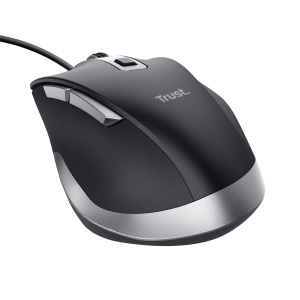Trust Fyda Mouse PC cu cablu, Design sustenabil, 600-5000 DPI, 6 butoane, suport pentru degetul mare si deget, Mouse USB 150 cm, Mouse ergonomic pentru laptop, PC, MacBook, Birou, Lucru confortabil - Img 9