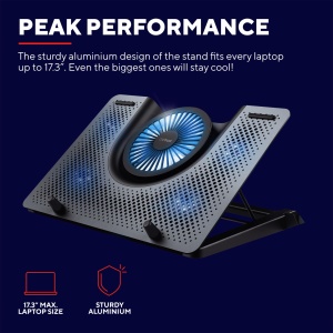 Trust Gaming Laptop Cooler GXT 1125 Quno Cooling Pad, Cooler Stand, Iluminare LED, 5 ventilatoare, previne supraincalzirea, pentru laptopuri/notebook-uri/Macbook-uri de pana la 17.3 inci - Img 2