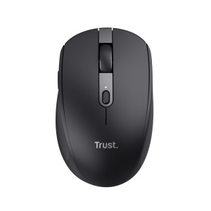 Trust Ozaa Silent Wireless Mouse Bluetooth + 2.4GHz, Compact Multi-Device Wireless Mouse, 60% Plastic Reciclat, Reincarcabil Bluetooth Mouse Laptop PC Computer Windows Android Mac - Negru