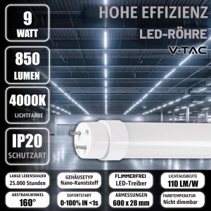 Tub LED V-TAC 60 CM T8 G13 7,5W 850 Lumen cu Chip Samsung, Lumina Neutral Alba 4000K - Img 4