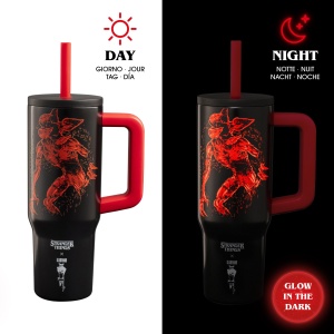 Tumbler cu maner Bialetti Stranger Things, 900 ml, rosu, cu efect de lumina - Img 3
