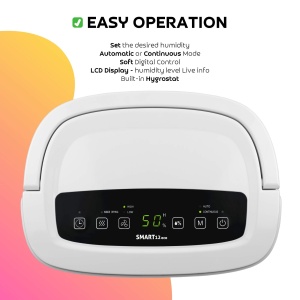 Turbionaire Smart 12 Eco Dezumidificator portabil extrem de silentios, inteligent, max. 200 wati, 12 l / 24 h, pentru medii cu pana la 34 de metri cubi Filtru de praf Hygrostat Incorporated - Img 3